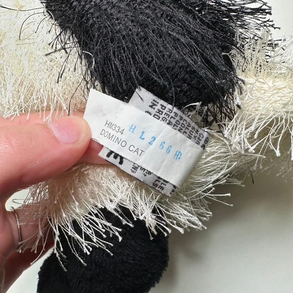 Ganz Webkinz Domino Cat Plush HM334 Black White Spotted Stuffed Animal Blue Eyes